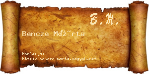 Bencze Márta névjegykártya